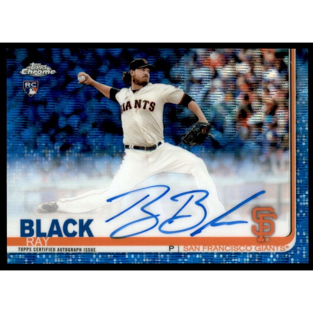 2019 Topps Chrome Rookie Autographs Blue Wave Refractors #RARB Ray Black. rookie card picture