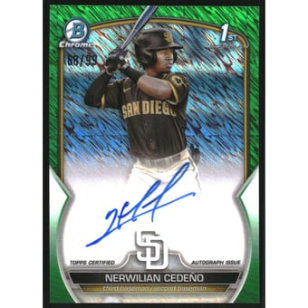 2023 Bowman Chrome Prospect Autographs Green Shimmer Refractors #CPANC Nerwilian Cedeno
