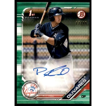 2019 Bowman Prospect Autographs Green #PAPO Pablo Olivares