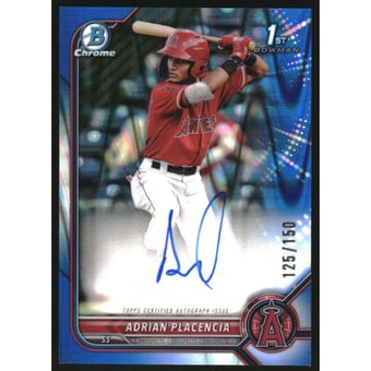 2022 Bowman Chrome Prospect Autographs Blue RayWave Refractors #CPAAPA Adrian Placencia