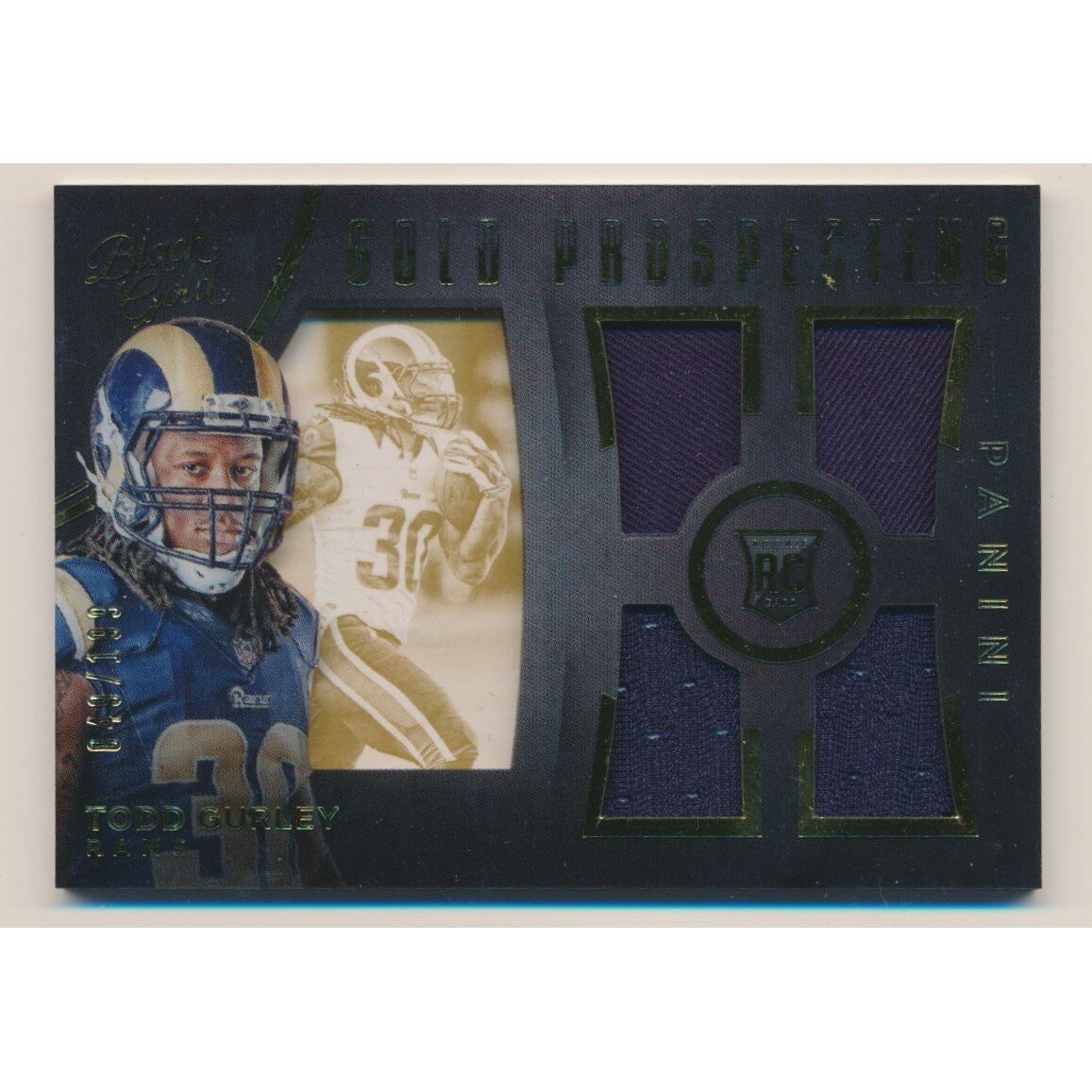 2015 Panini Black Gold Gold Prospecting Quad Materials #GP4TG Todd Gurley. rookie card picture