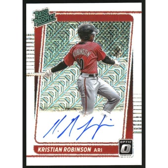 2021 Donruss Optic Rated Prospects Signatures White Mojo #10 Kristian Robinson/65