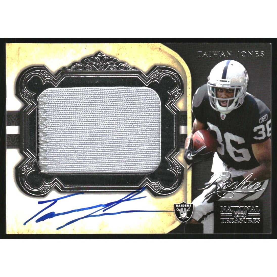 2011 Playoff National Treasures #332 Taiwan Jones JSY AU RC