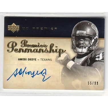 2007 Upper Deck Premier Penmanship Autographs Gold #PPAO Amobi Okoye/99. rookie card picture