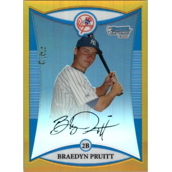2008 Bowman Chrome Prospects Gold Refractors #BCP72 Braedyn Pruitt