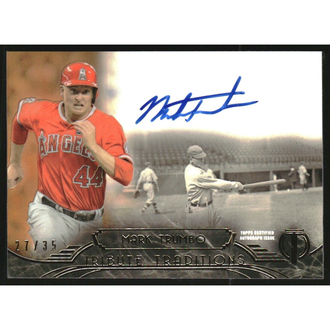 2014 Topps Tribute Tribute Traditions Autographs Sepia #TTMTR Mark Trumbo. rookie card picture