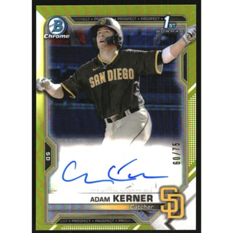 2021 Bowman Chrome Prospect Autographs Yellow Refractors #CPAAK Adam Kerner