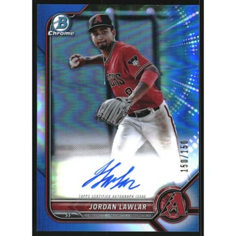 2022 Bowman Chrome Prospect Autographs Blue Refractors #CPAJLR Jordan Lawlar