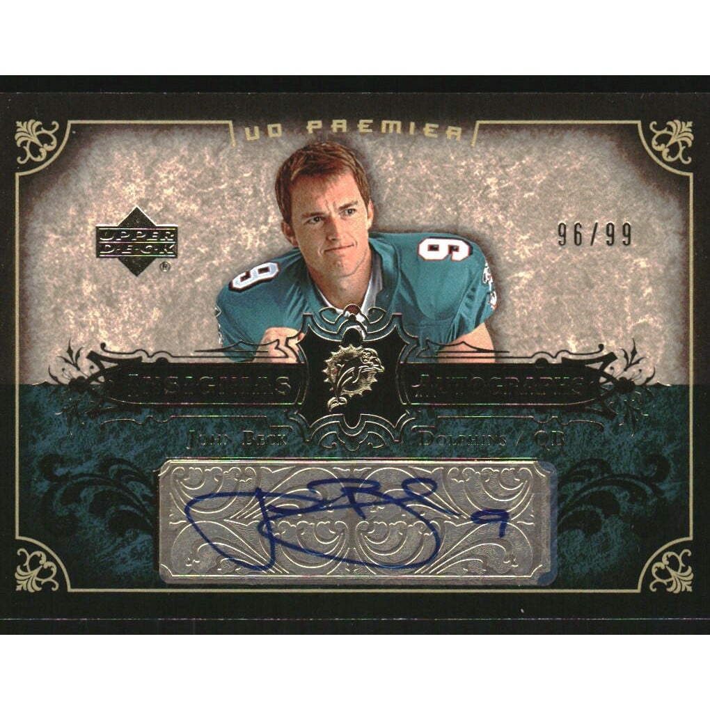 2007 Upper Deck Premier Insignias Autographs Gold #INJB John Beck/99. rookie card picture
