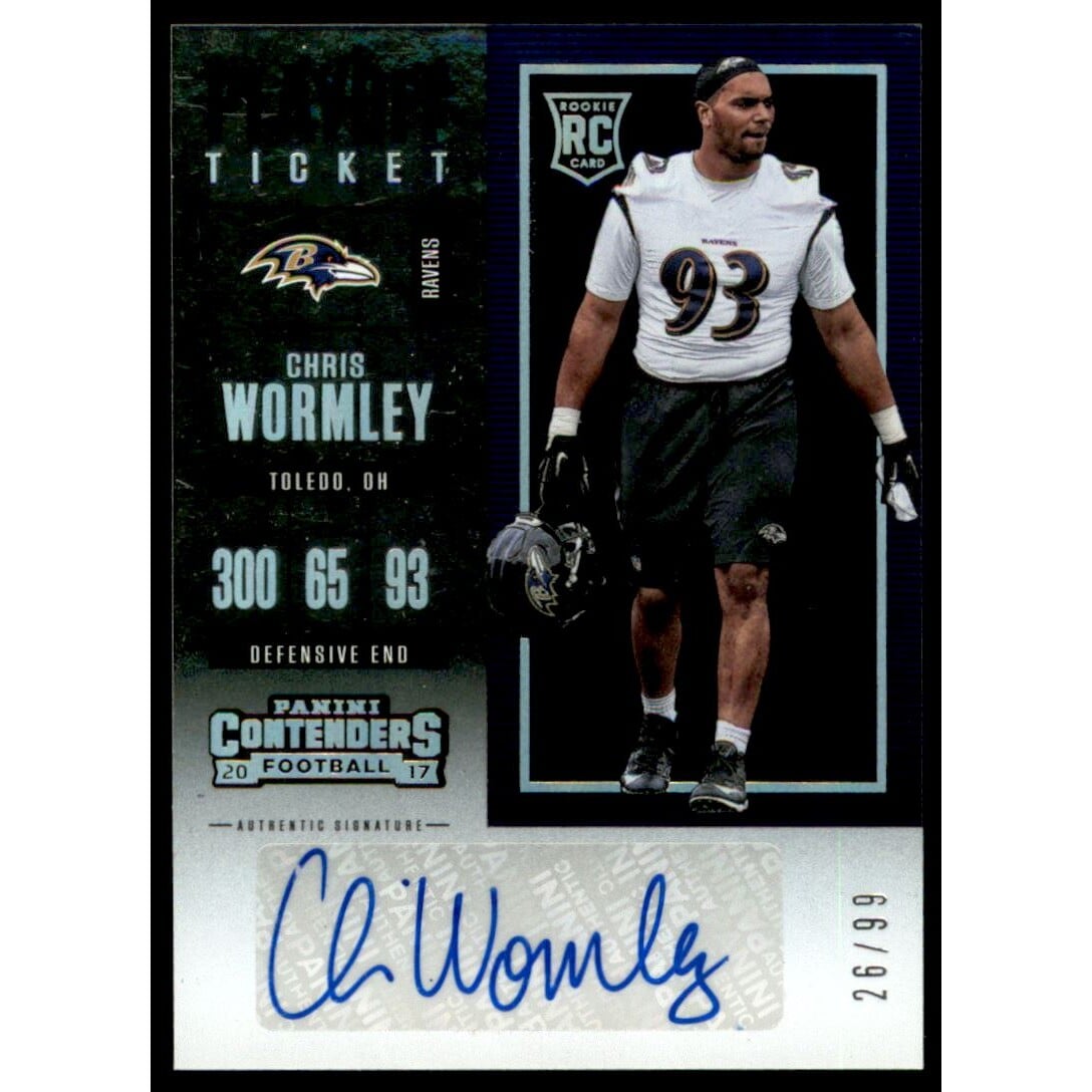 2017 Panini Contenders Playoff Ticket #185 Chris Wormley AU/99. rookie card picture