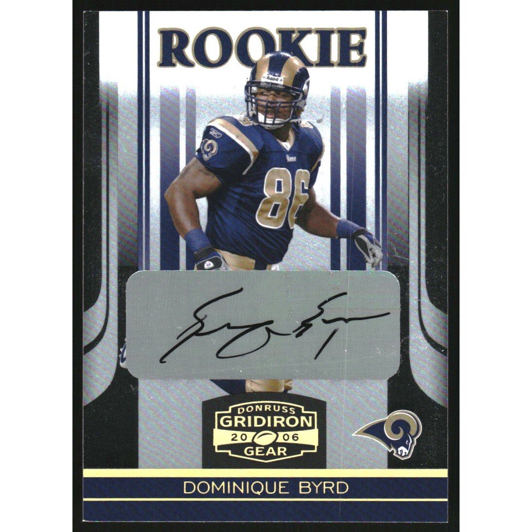2006 Donruss Gridiron Gear Autographs Gold Holofoil #141 Dominique Byrd/75. rookie card picture