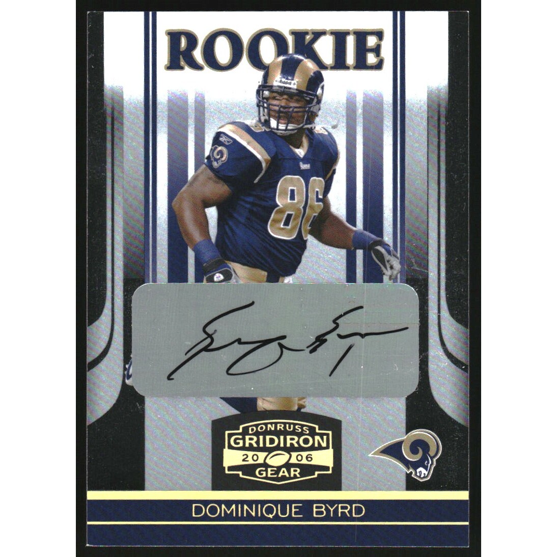 2006 Donruss Gridiron Gear Autographs Gold Holofoil #141 Dominique Byrd/75. rookie card picture
