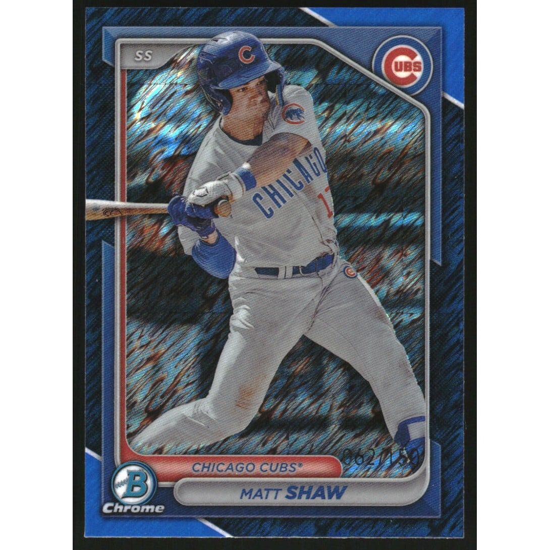 2024 Bowman Chrome Prospects Blue Shimmer Refractors #BCP30 Matt Shaw. rookie card picture