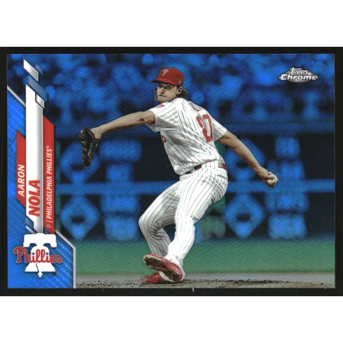 2020 Topps Chrome Blue Refractors #199 Aaron Nola. rookie card picture
