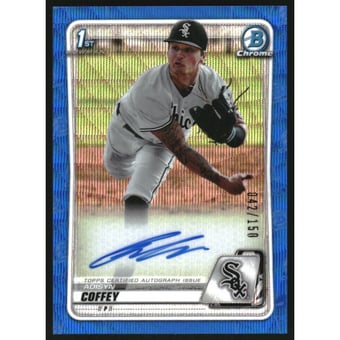 2020 Bowman Chrome Draft Autographs Blue Wave Refractors #CDAAC Adisyn Coffey