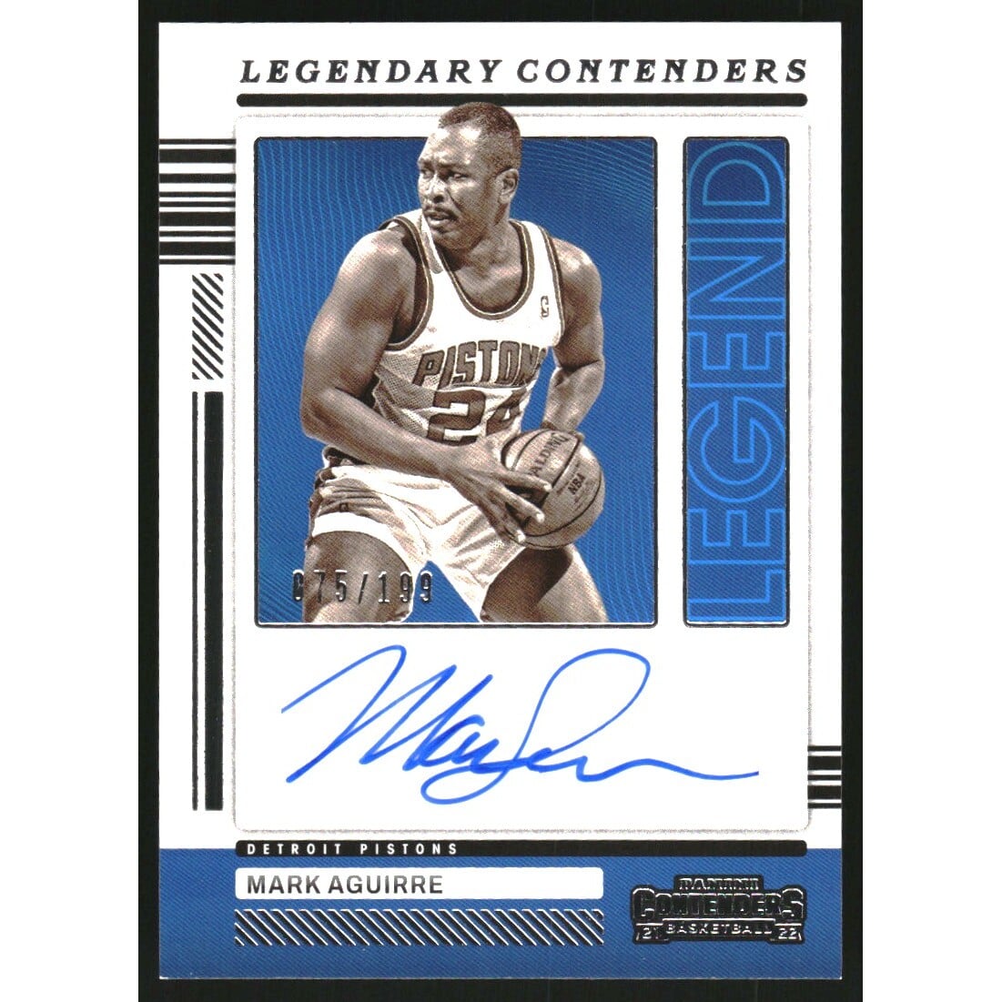 2021-22 Panini Contenders Legendary Contenders Autographs #36 Mark Aguirre/199. rookie card picture