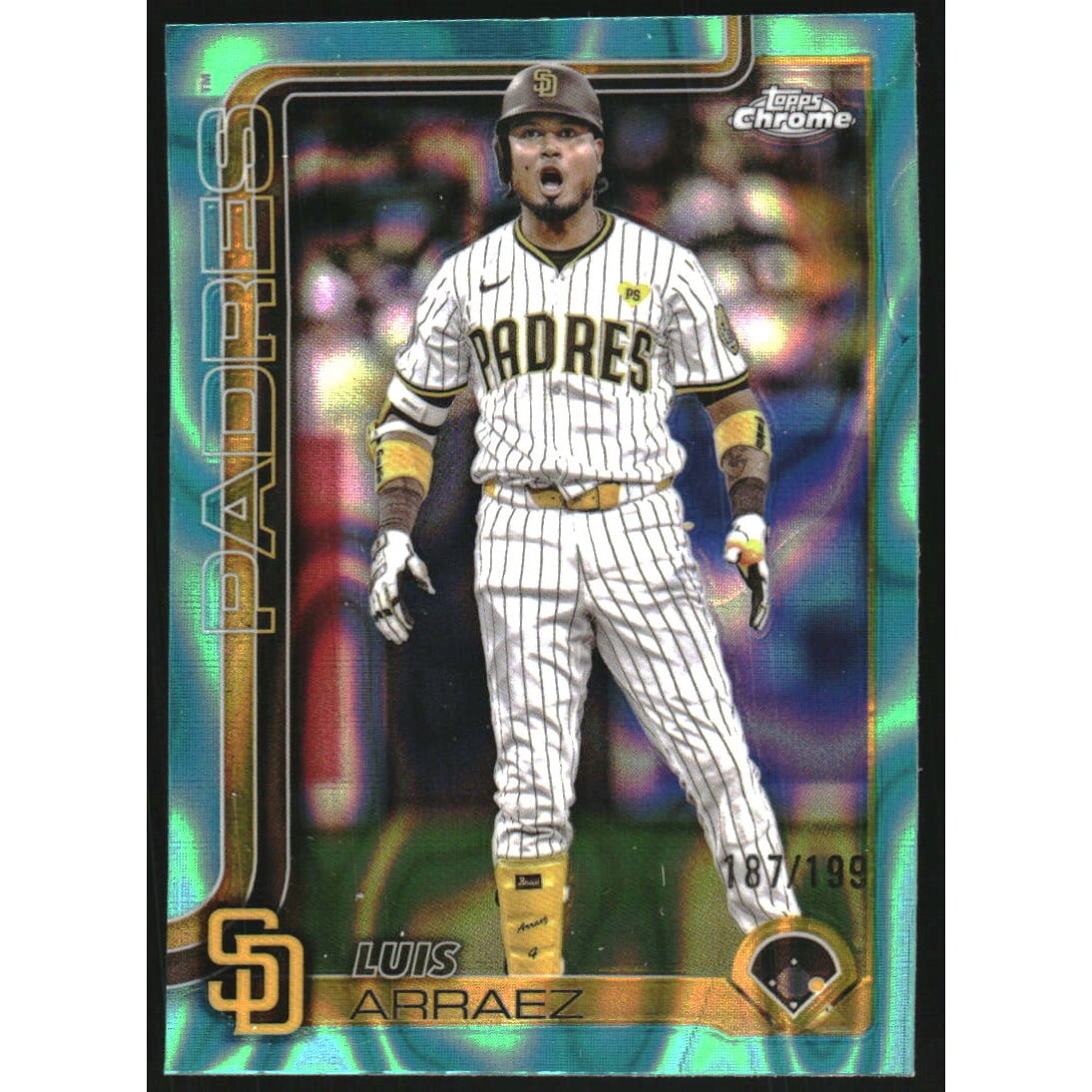 2025 Topps Chrome Aqua Lava Refractors #216 Luis Arraez. rookie card picture