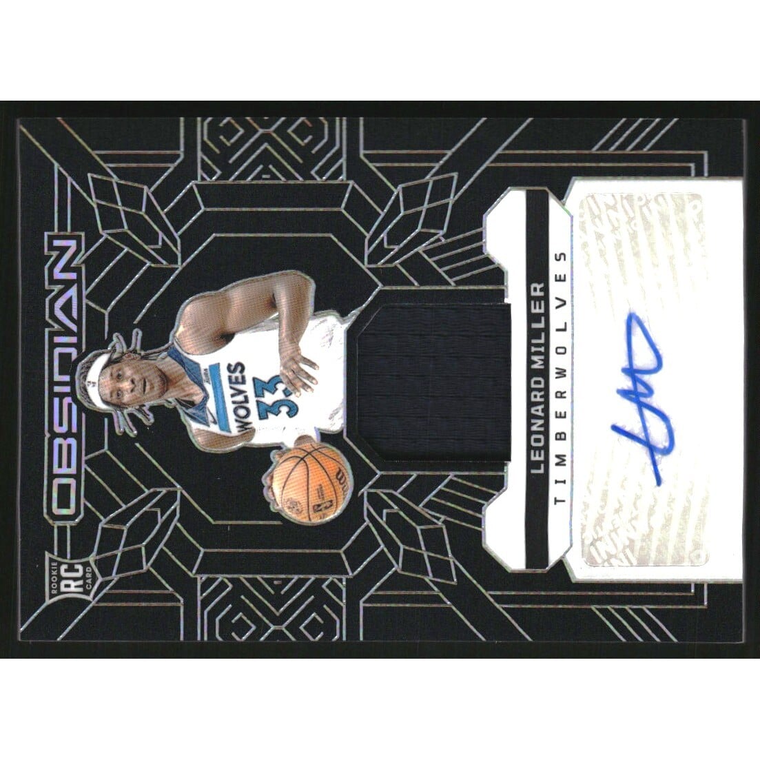 2023-24 Panini Obsidian Rookie Jersey Ink #7 Leonard Miller/99
