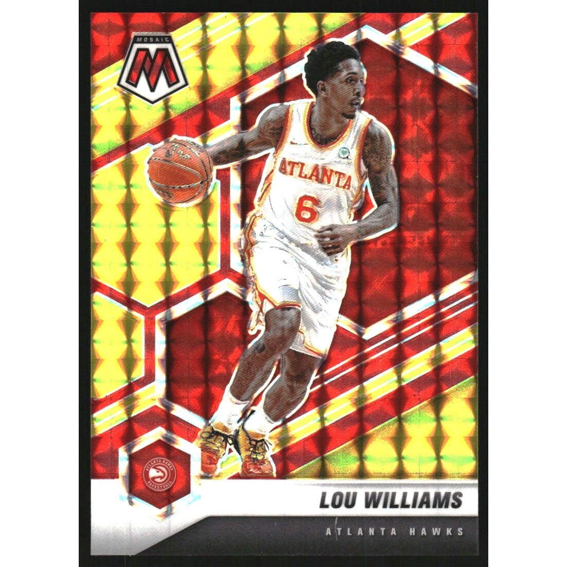 2020-21 Panini Mosaic Mosaic Choice Fusion Red and Yellow #109 Lou Williams. rookie card picture
