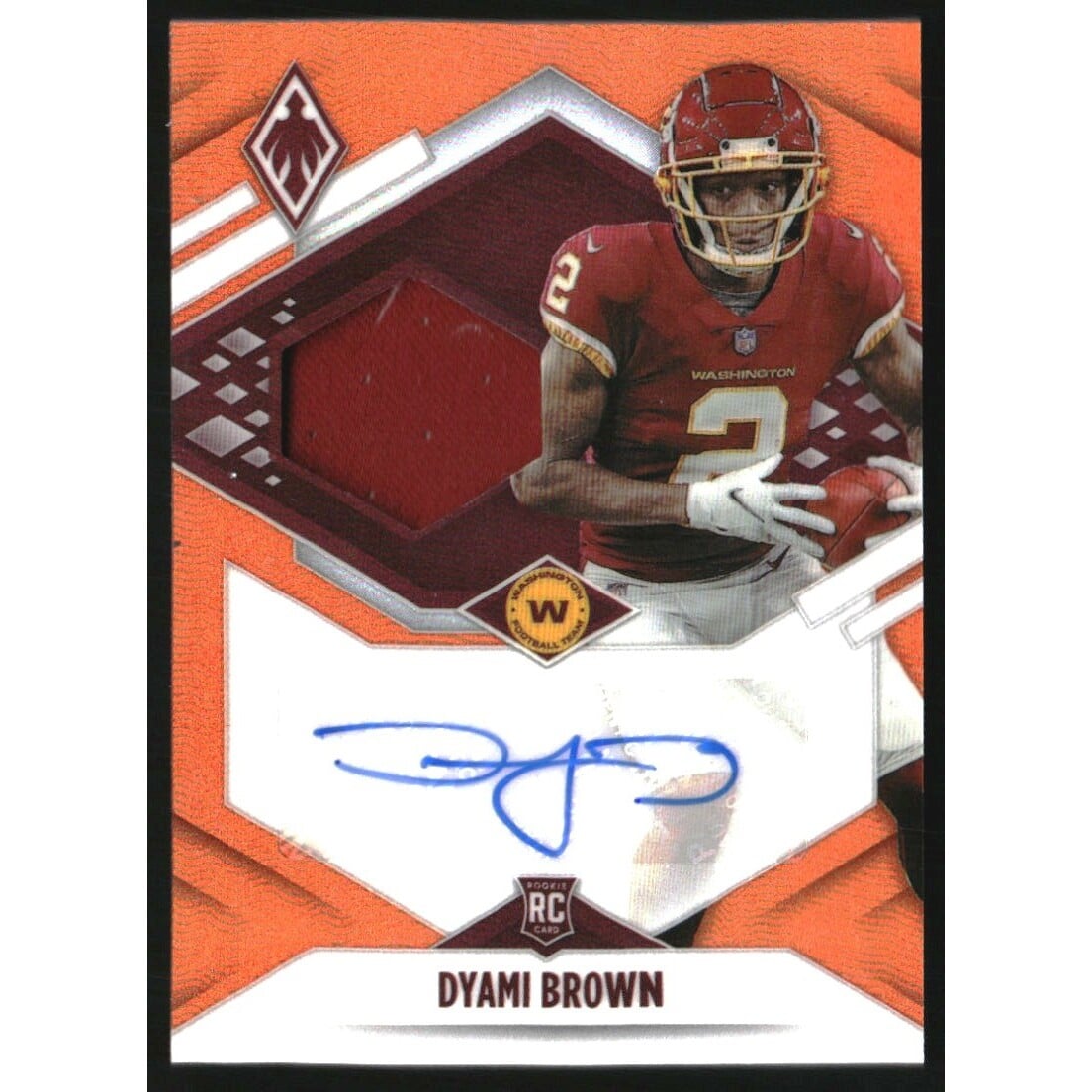 2021 Panini Phoenix Rookie Premiere Jersey Autographs Orange #25 Dyami Brown/149. rookie card picture