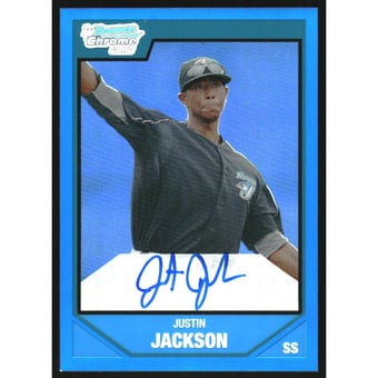 2007 Bowman Chrome Draft Draft Picks Blue Refractors #BDPP136 Justin Jackson AU