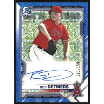 2021 Bowman Chrome Mega Box Prospect Autograph Blue Refractors #BMARD Reid Detmers