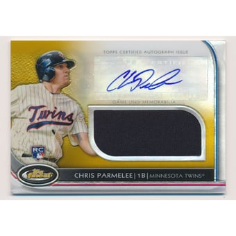 2012 Finest Rookie Jumbo Relic Autographs Gold Refractors #CP Chris Parmelee