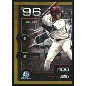 2025 Bowman Chrome Scouts Top 100 Gold Refractors #BTP96 Druw Jones