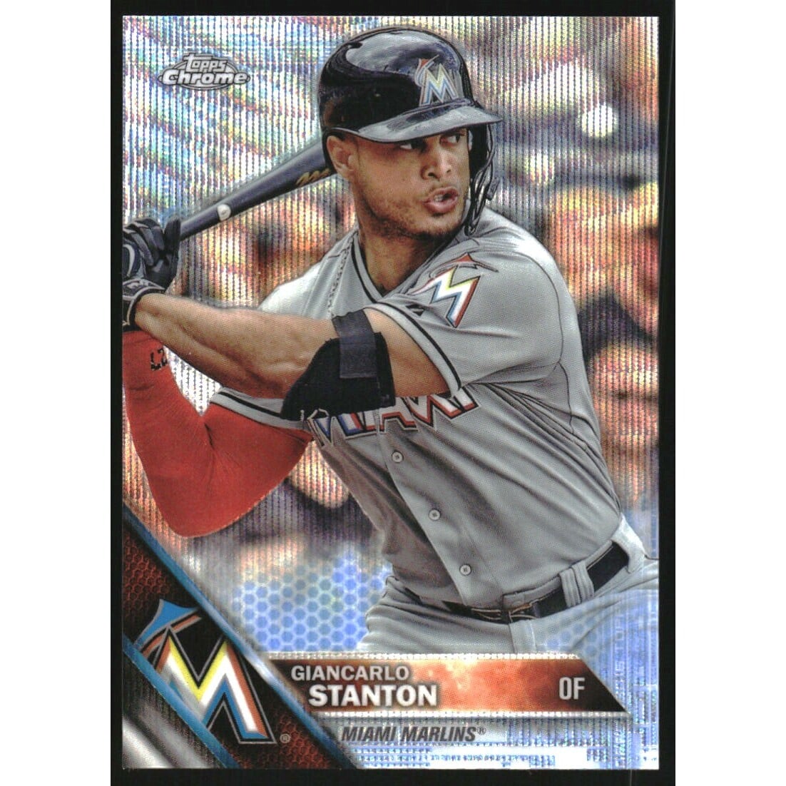 2016 Topps Chrome Blue Wave Refractors #53 Giancarlo Stanton. rookie card picture