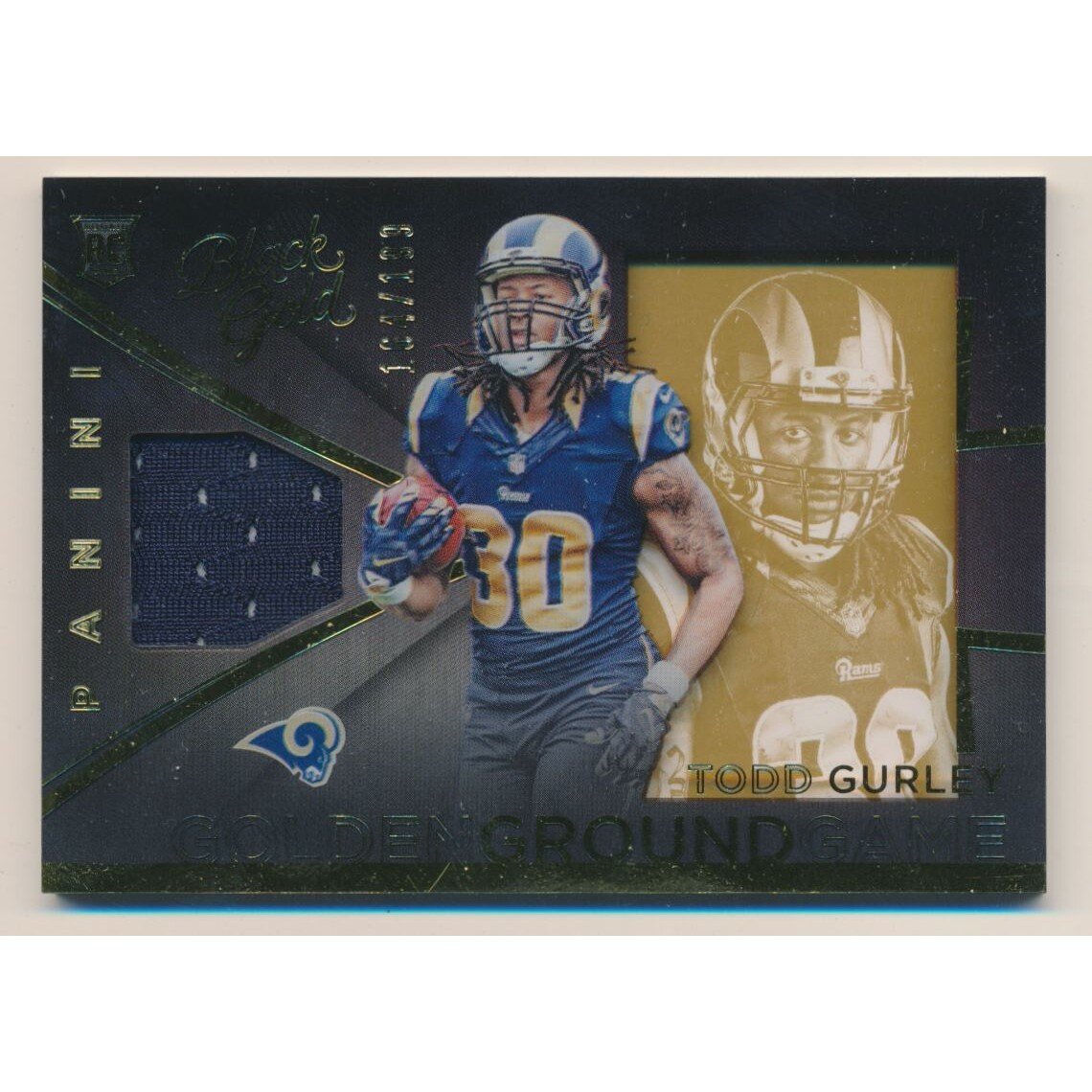 2015 Panini Black Gold Golden Ground Game Materials #GGGTG Todd Gurley/199. rookie card picture
