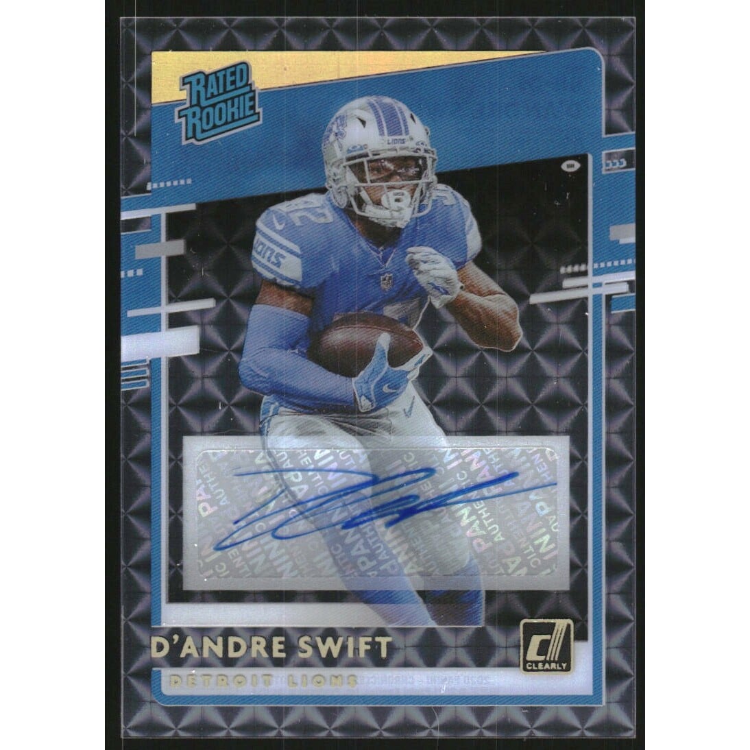 2020 Donruss Clearly Rated Rookie Autographs Holo Mosaic #10 D'Andre Swift. rookie card picture