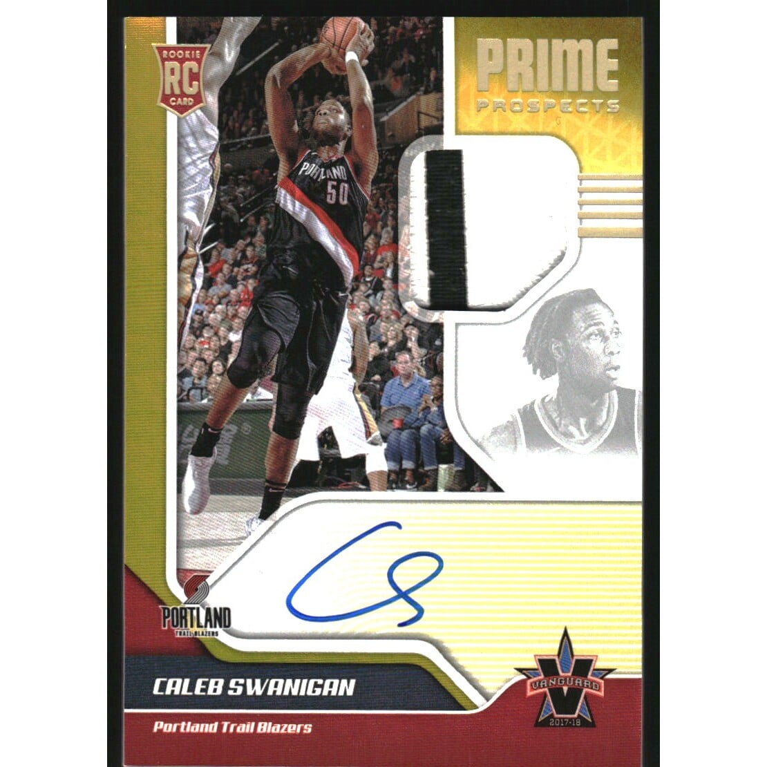 2017-18 Panini Vanguard Gold #156 Caleb Swanigan JSY AU. rookie card picture