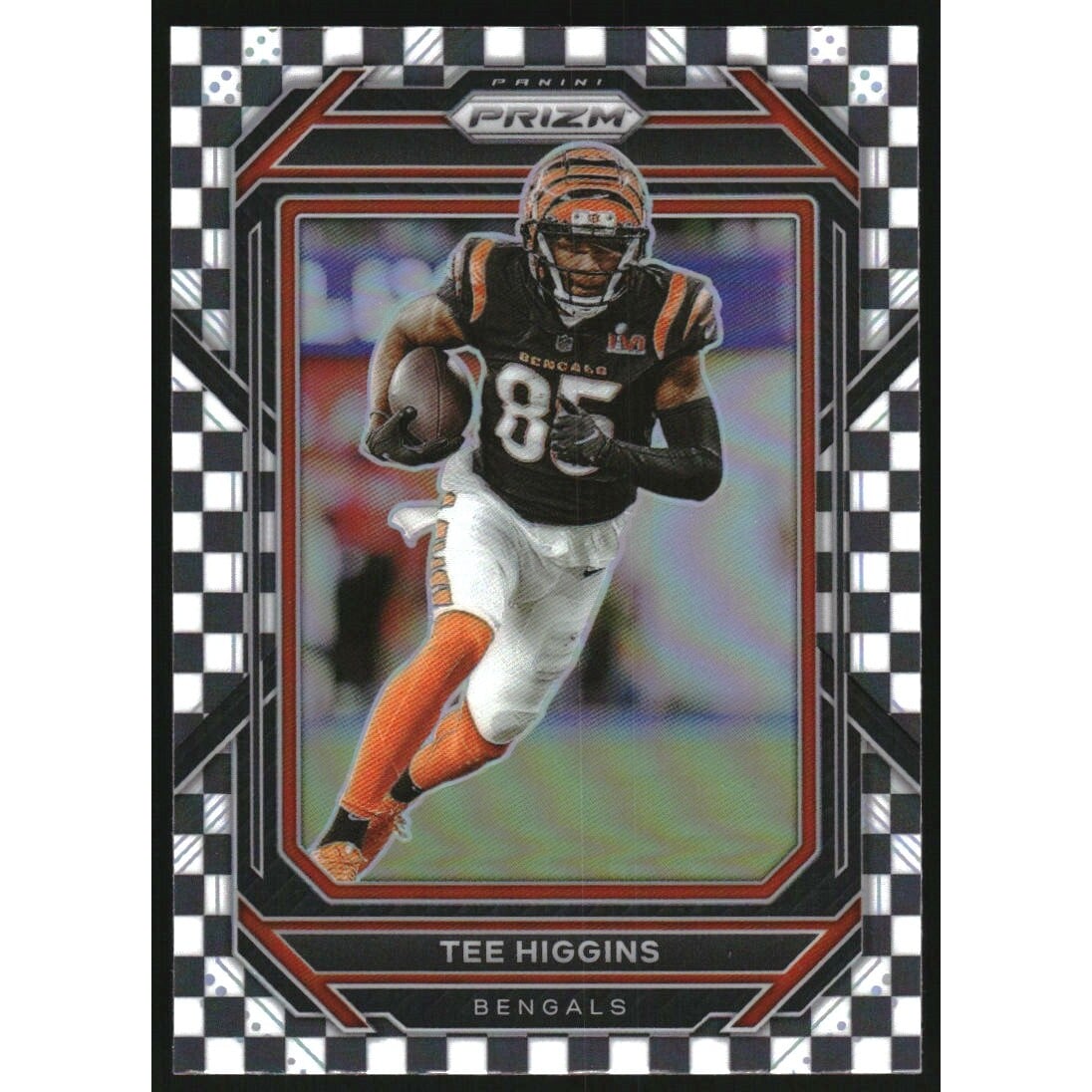 2022 Panini Prizm Prizms Black and White Checker #59 Tee Higgins. rookie card picture