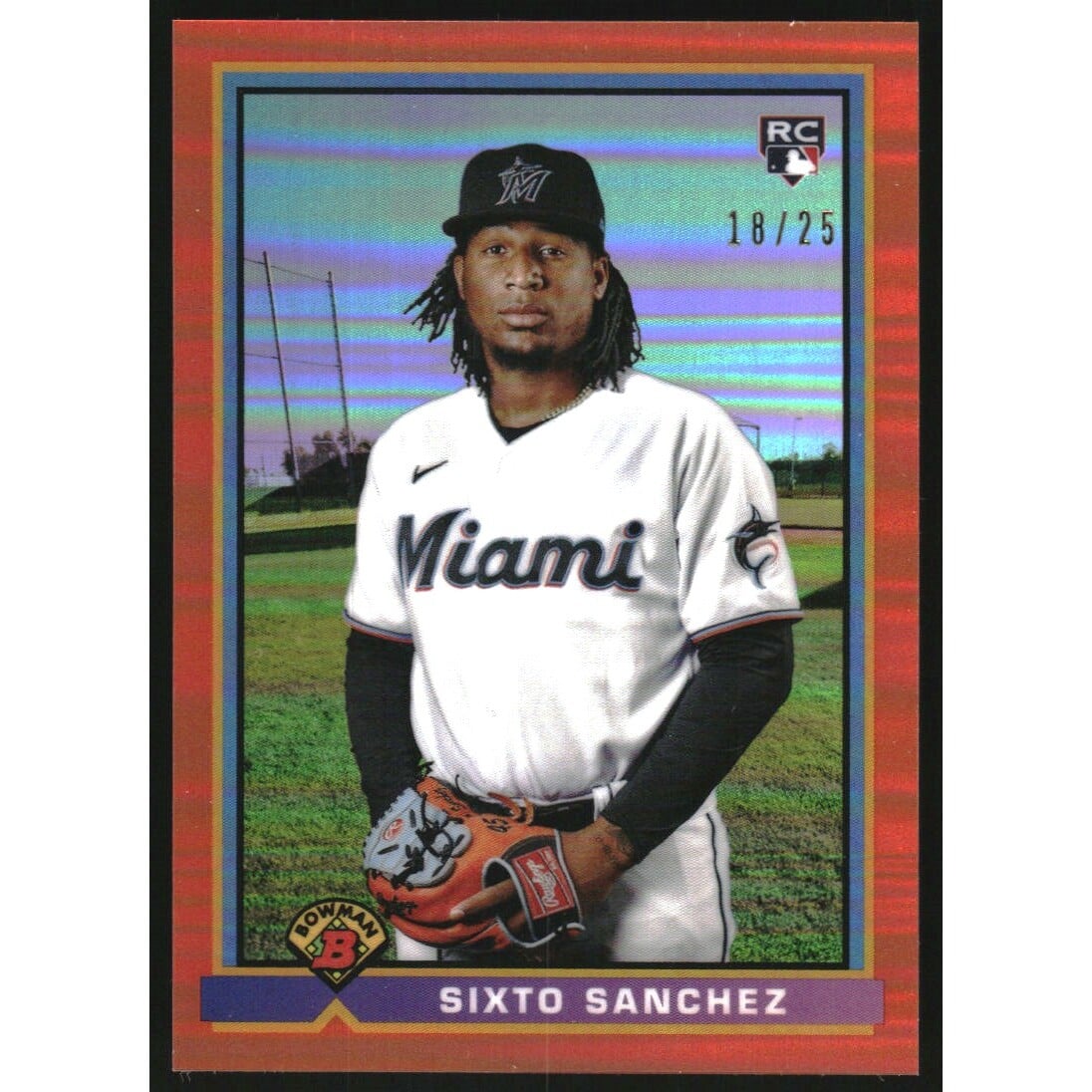 2021 Bowman Chrome '91 Bowman Orange Refractors #91BSS Sixto Sanchez. rookie card picture