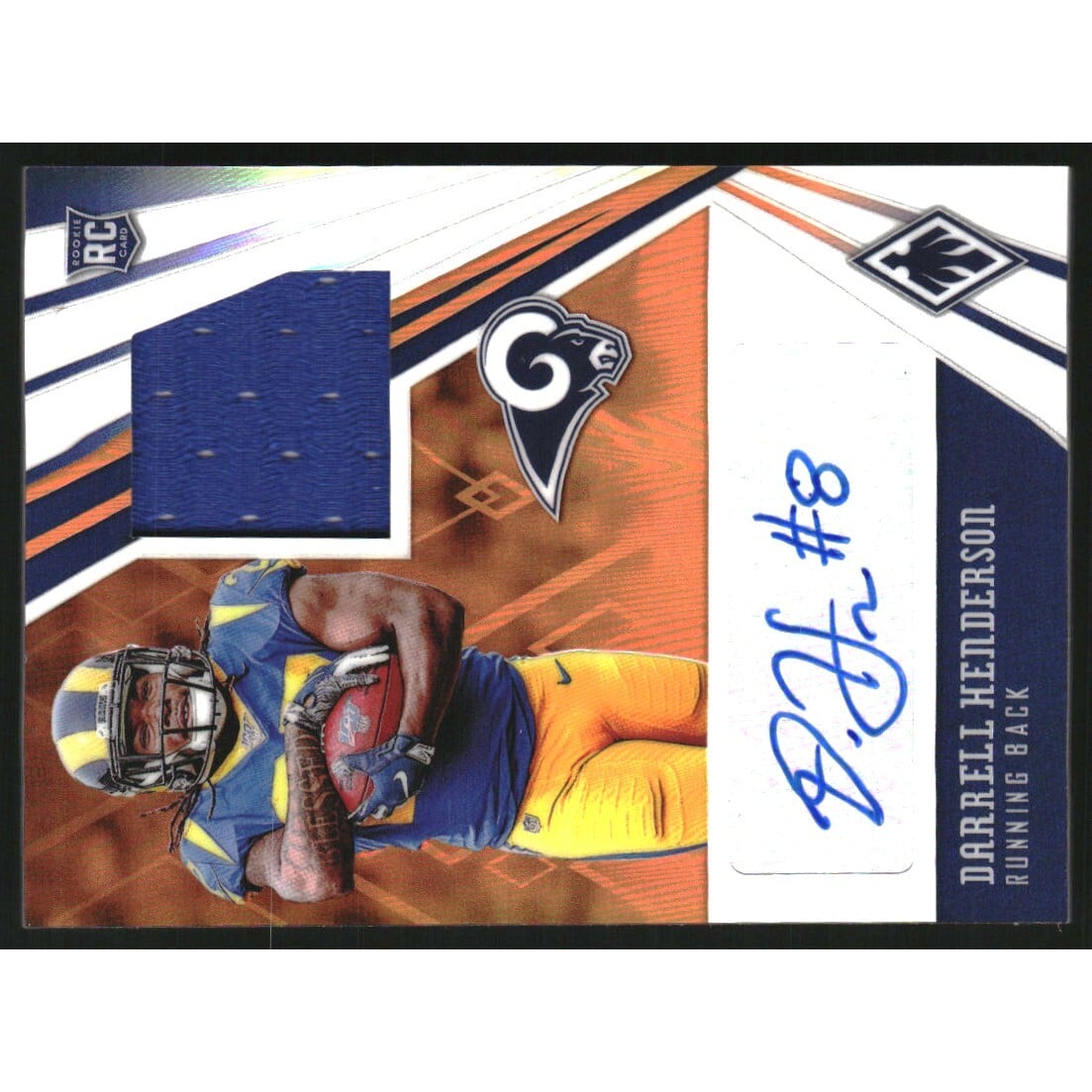 2019 Panini Phoenix Rookie Premiere Jersey Autographs Orange #25 Darrell Henderson/99. rookie card picture