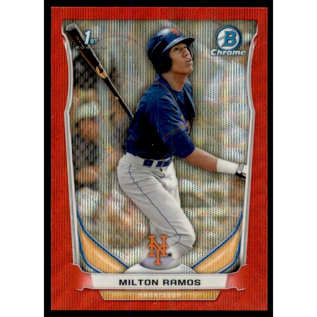 2014 Bowman Chrome Draft Red Wave Refractors #CDP84 Milton Ramos. rookie card picture