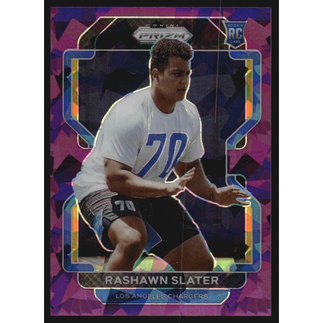 2021 Panini Prizm Prizms Purple Ice #431 Rashawn Slater. rookie card picture
