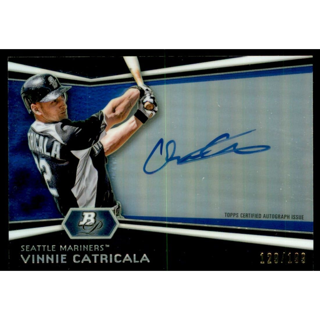 2012 Bowman Platinum Prospect Autographs Blue Refractors #MM Mikie Mahtook. rookie card picture