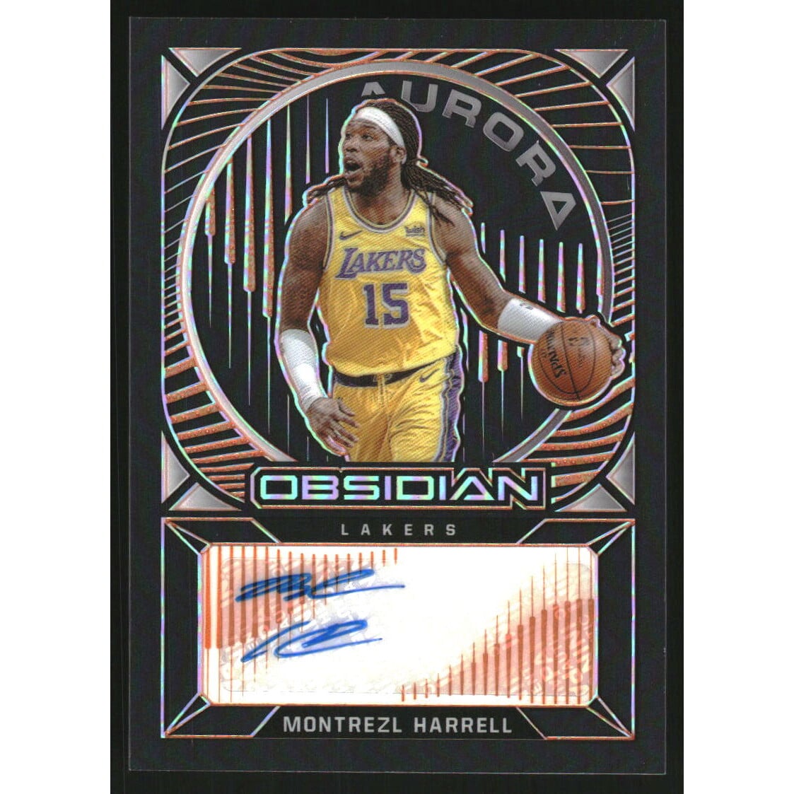2020-21 Panini Obsidian Aurora Autographs Electric Etch Orange #6 Montrezl Harrell/50. rookie card picture