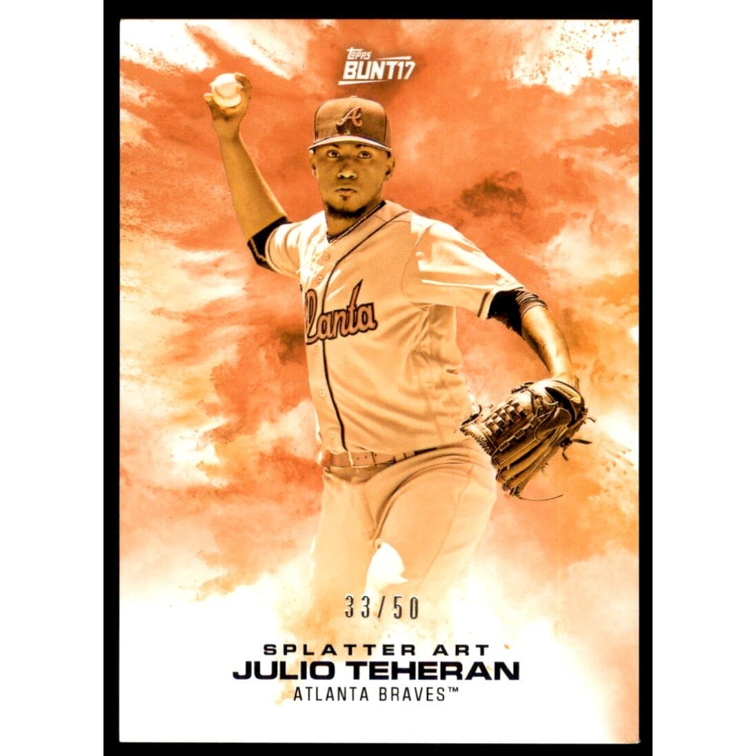 2017 Topps Bunt Splatter Art Orange #SPJT Julio Teheran. rookie card picture