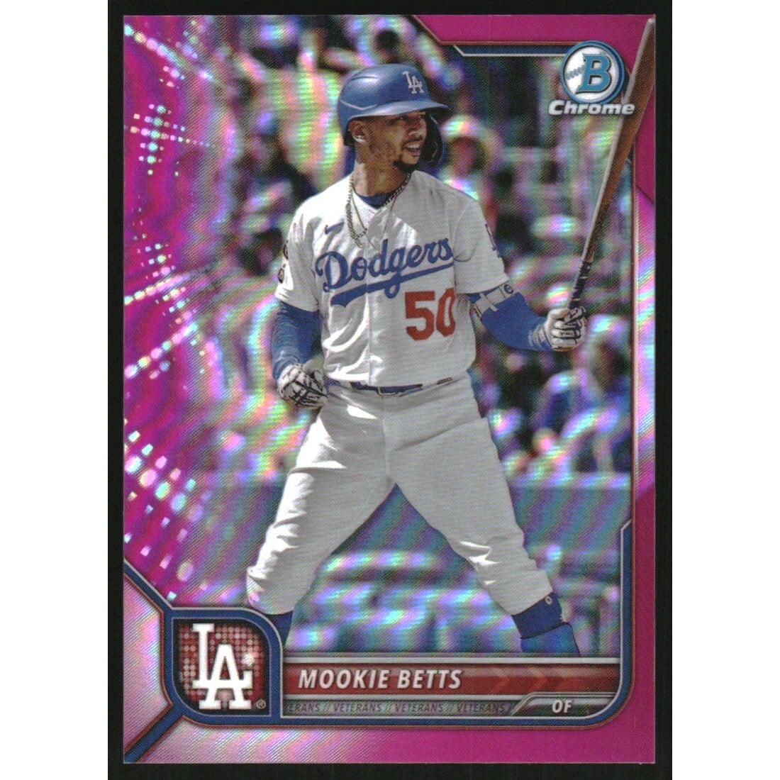 2022 Bowman Chrome Fuchsia Refractors #84 Mookie Betts. rookie card picture