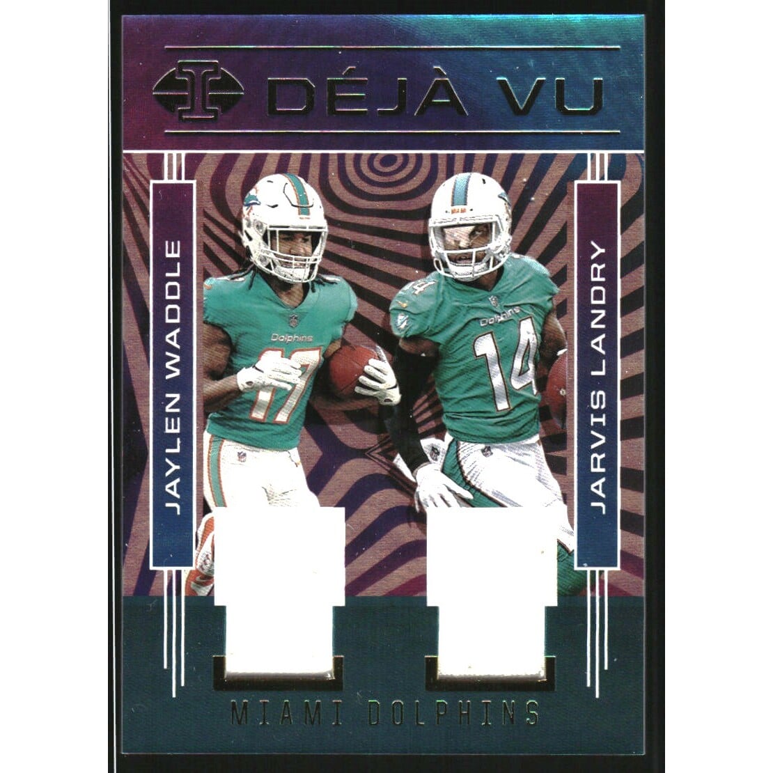 2021 Panini Illusions Deja Vu Materials #4 Jarvis Landry/Jaylen Waddle. rookie card picture