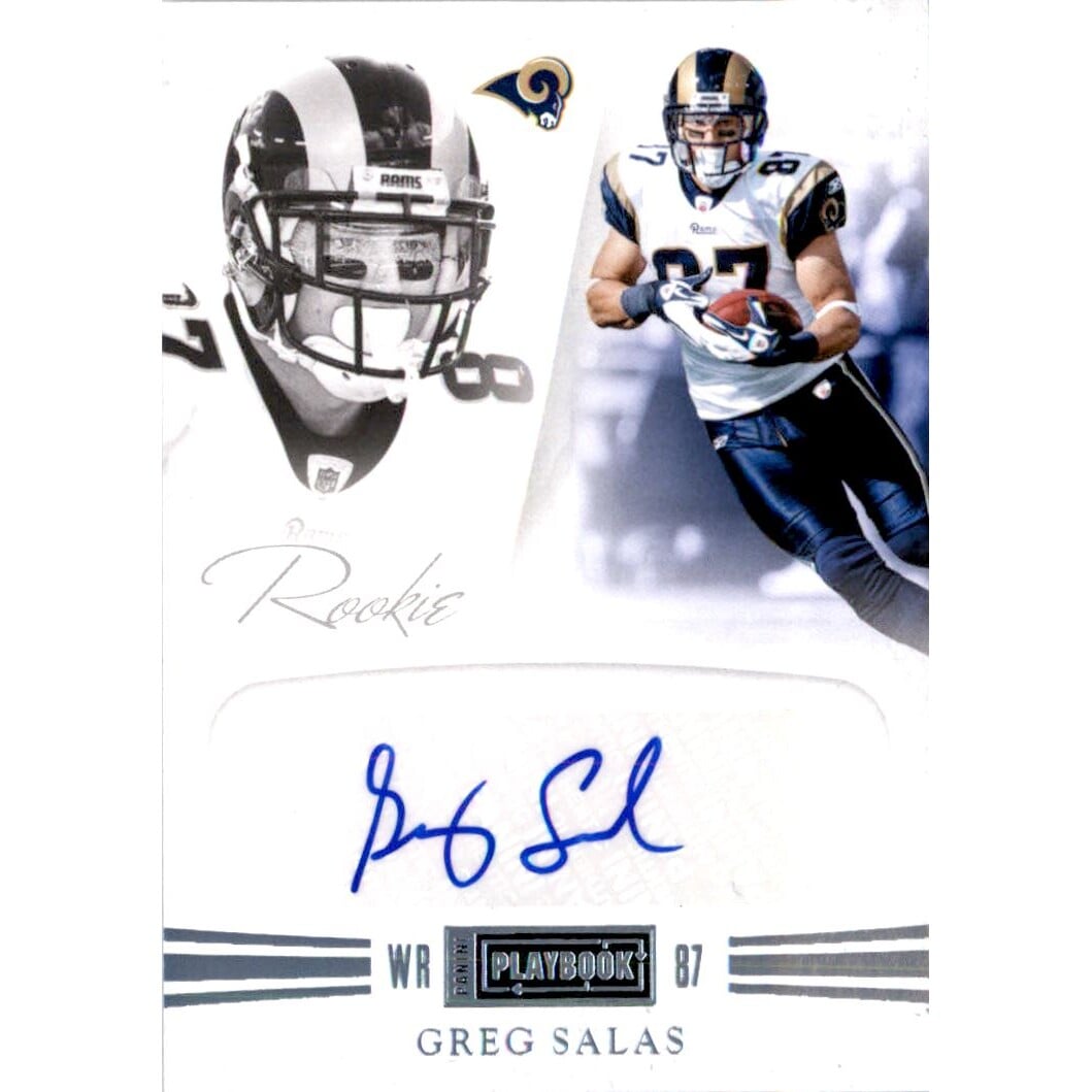 2011 Panini Playbook Platinum #67 Greg Salas AU. rookie card picture