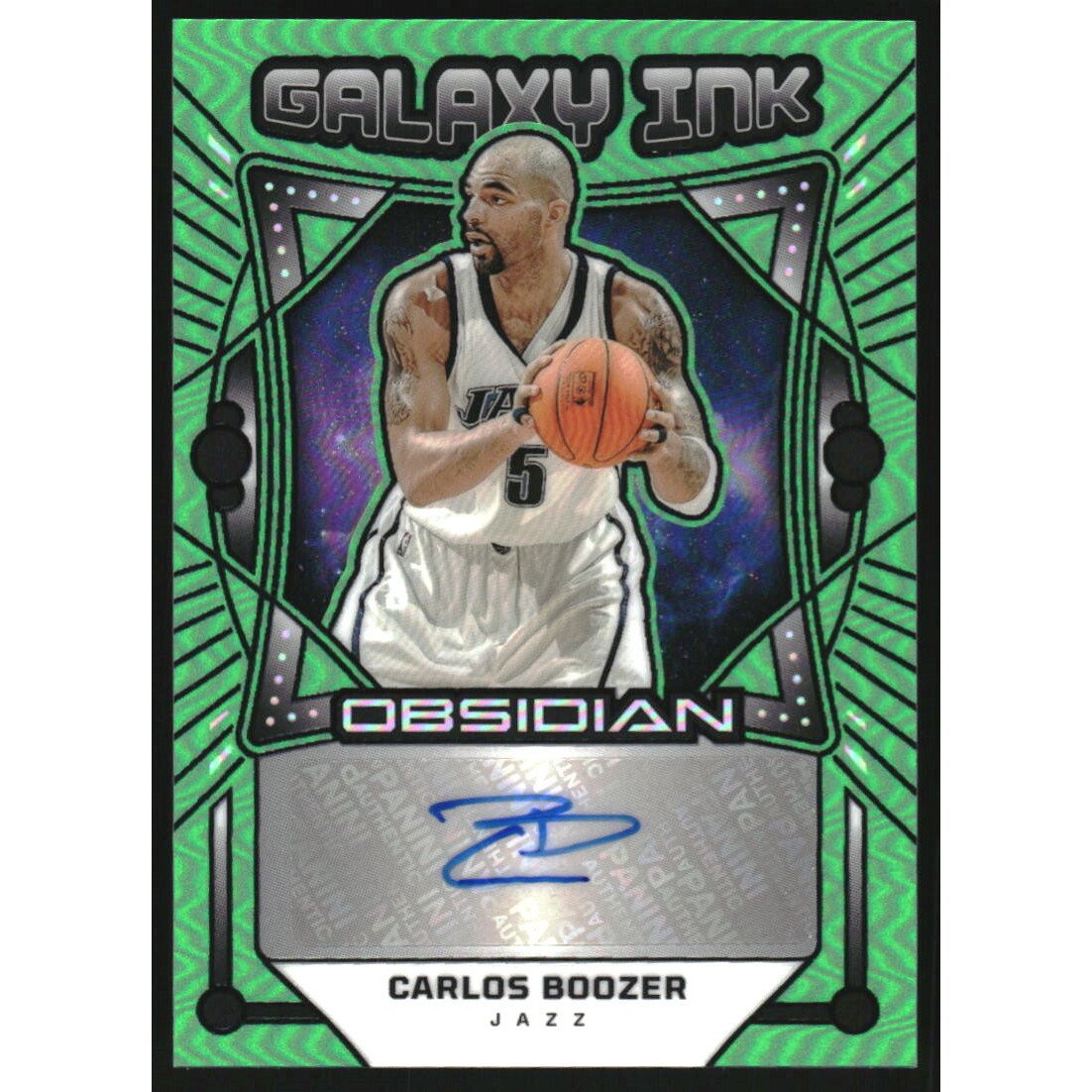 2024-25 Panini Obsidian Galaxy Ink Electric Etch Green Flood #36 Carlos Boozer/25. rookie card picture