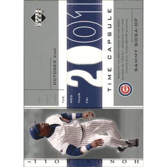 2002 Upper Deck Honor Roll Time Capsule Game Jersey #TCSS4 Sammy Sosa 01