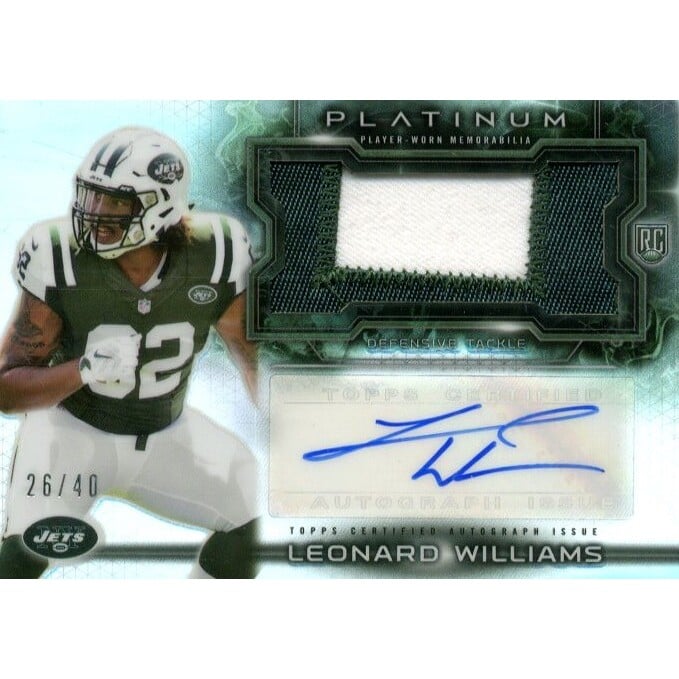 2015 Topps Platinum Platinum Rookie Patch Autographs #PRAPLW Leonard Williams. rookie card picture
