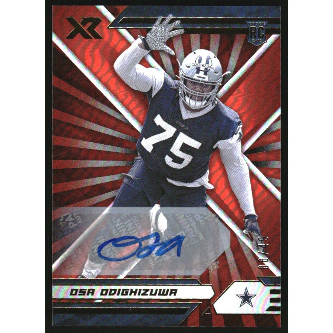2021 Panini XR Autographs Orange #154 Osa Odighizuwa/49. rookie card picture