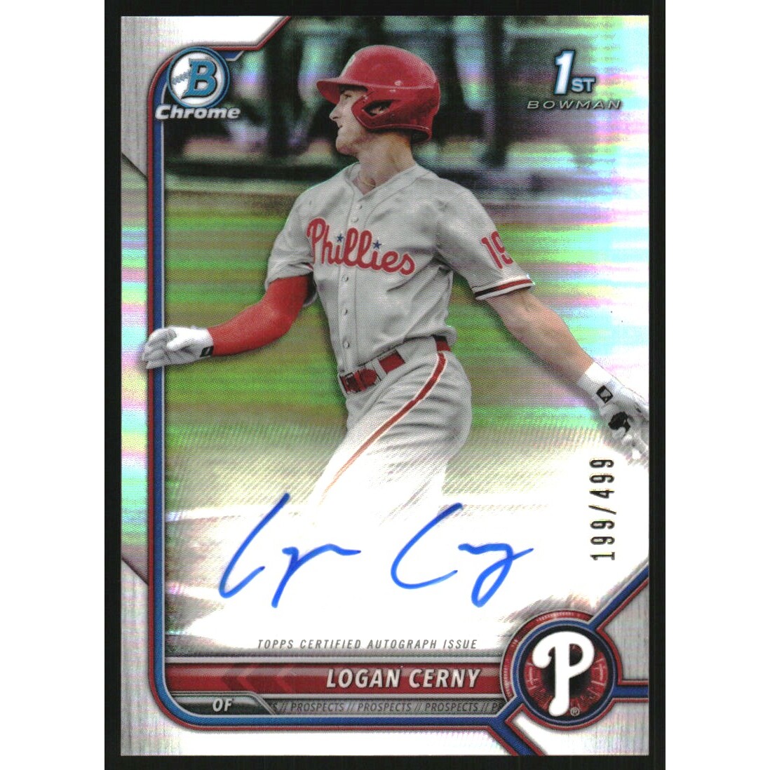 2022 Bowman Chrome Prospect Autographs Refractors #CPALC Logan Cerny 2022 Bowman Chrome Prospect Autographs Refractors #CPALC Logan Cerny