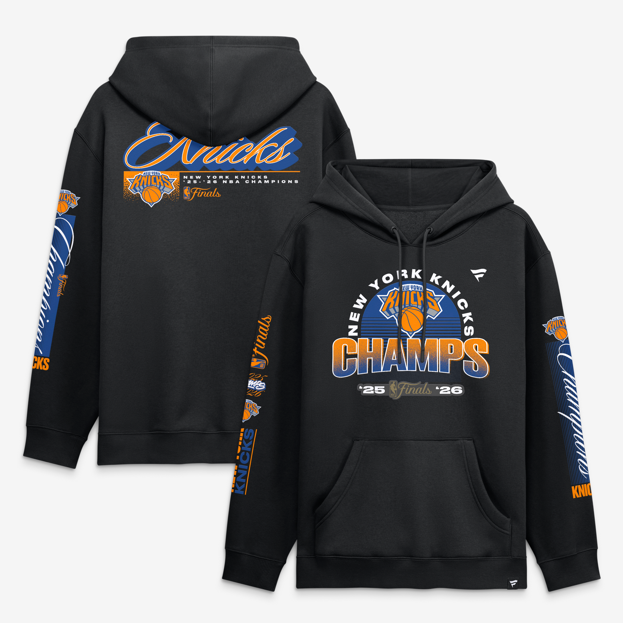 Men's Fanatics Black New York Knicks 2026 NBA Finals Champions Fleece Hoodie