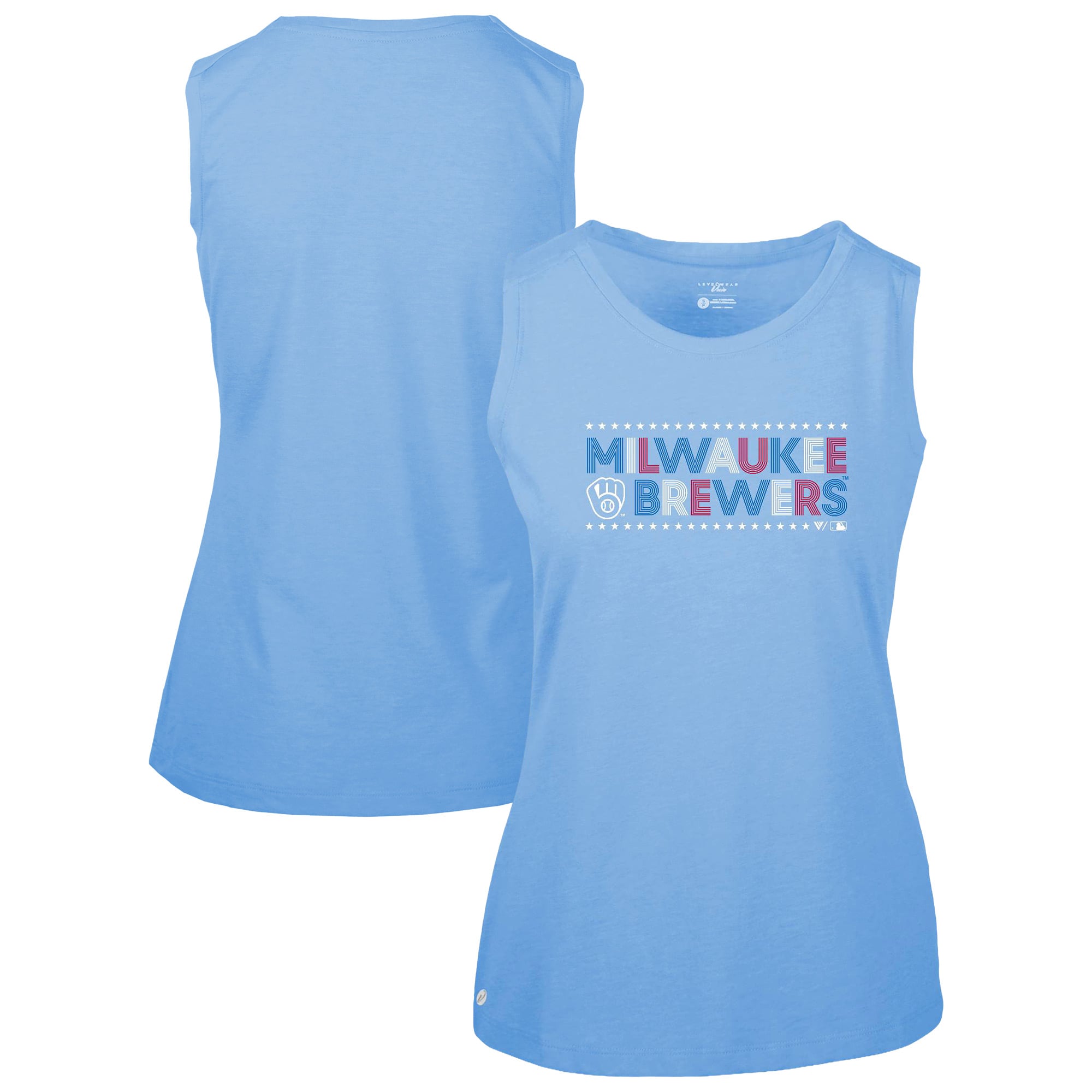 Women's Levelwear Light Blue Milwaukee Brewers Independence Day Macy Star-Spangled Tank Top